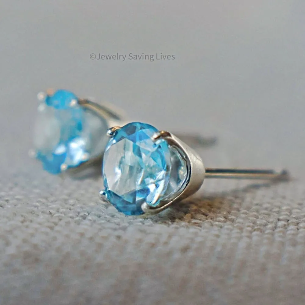 Oval Aquamarine Stud Earrings
