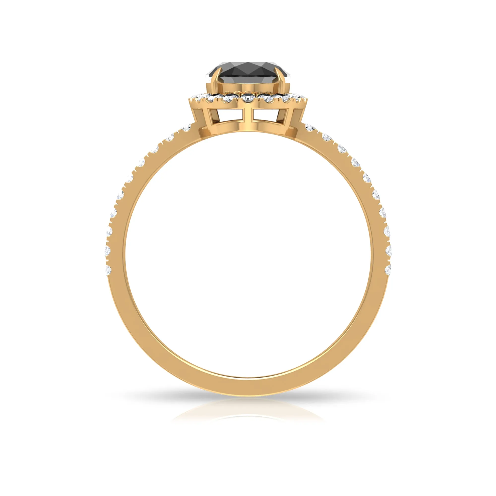 Oval Black Onyx Engagement Ring with Diamond Halo