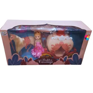 Princess Fashion Carriage Playset - Enchanting Doll with Horse and Carriage (Ages 3 )