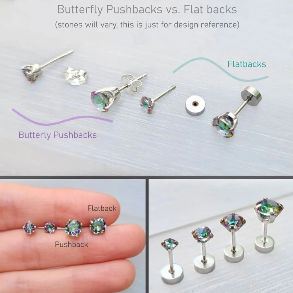 Round Aquamarine Stud Earrings