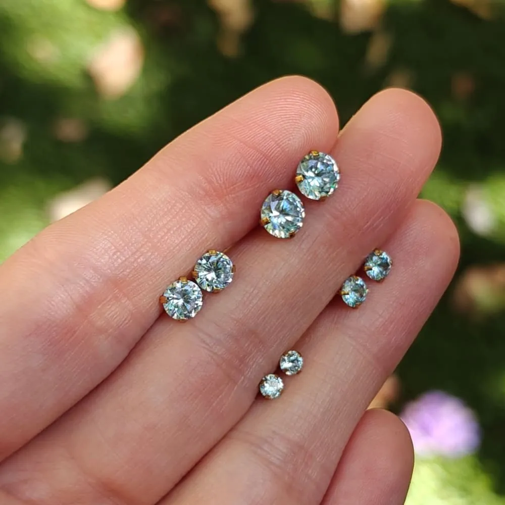 Round Aquamarine Stud Earrings