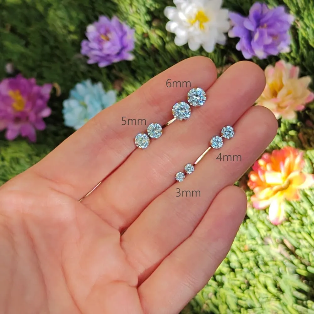 Round Aquamarine Stud Earrings