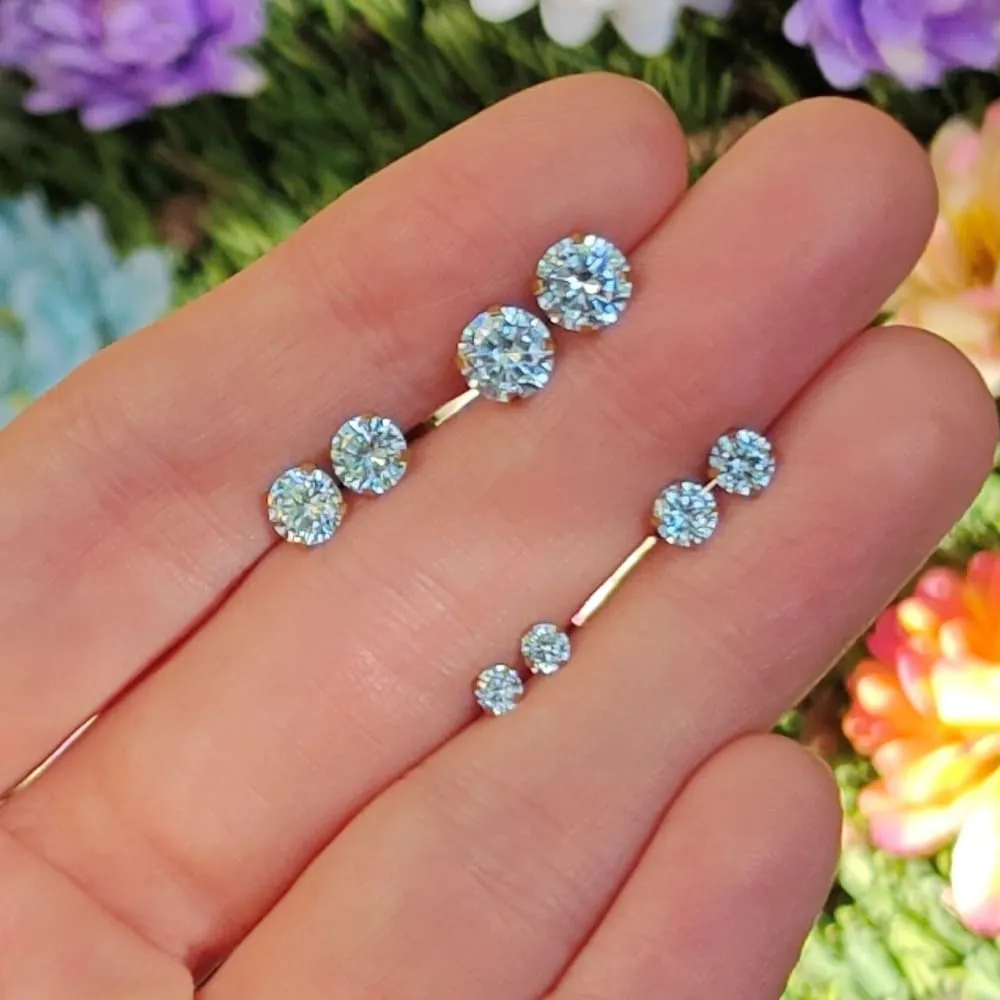 Round Aquamarine Stud Earrings