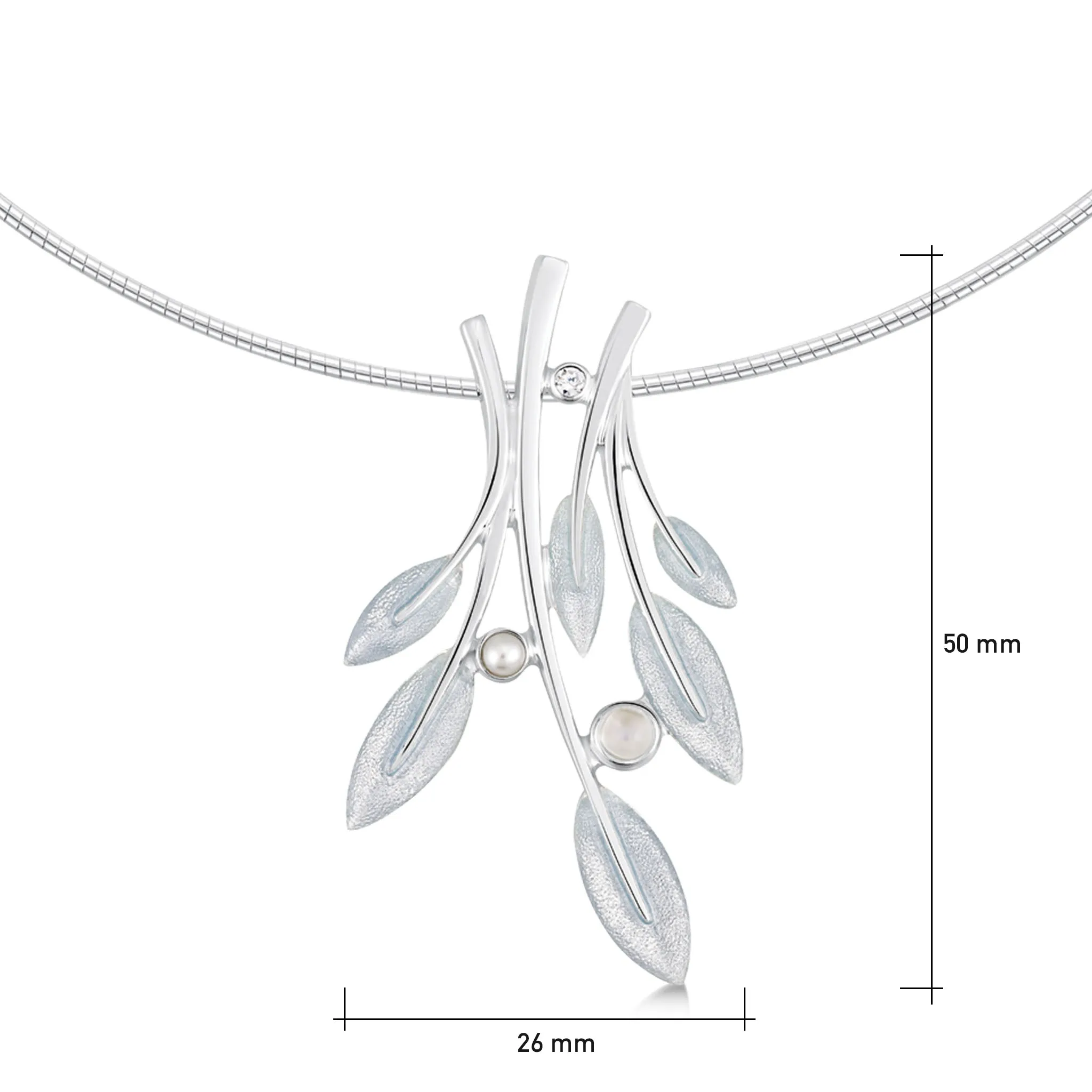 Rowan Dress Necklace in Frost Enamel with Moonstone, Pearl & CZ