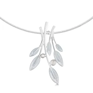 Rowan Dress Necklace in Frost Enamel with Moonstone, Pearl & CZ