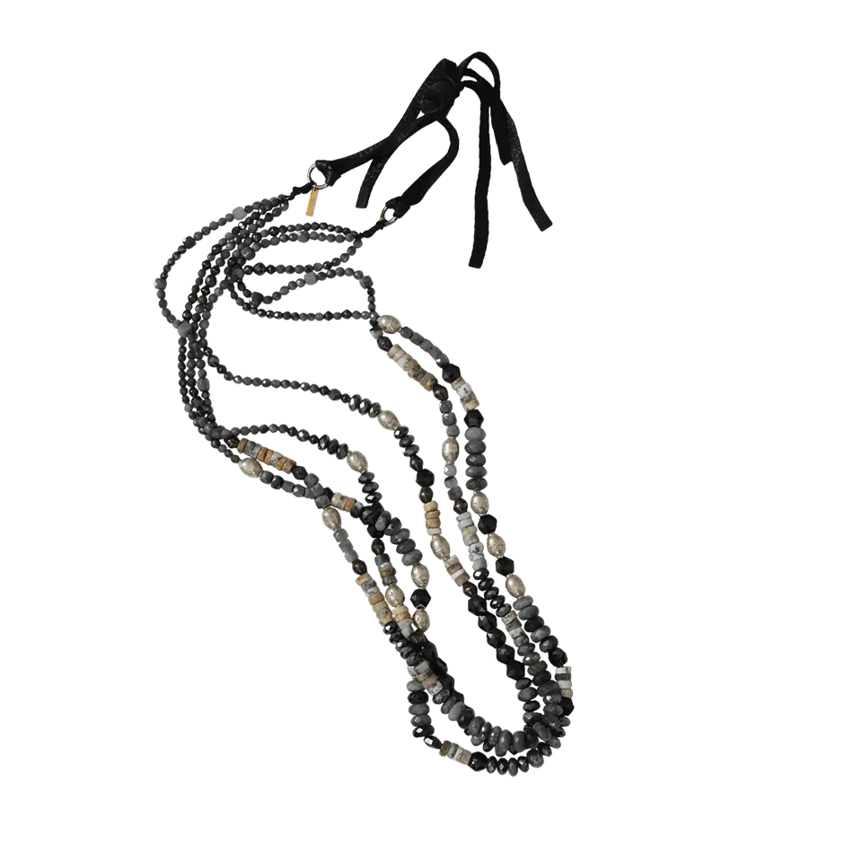 Three Strand Labradorite And Grey Moonstone Necklace