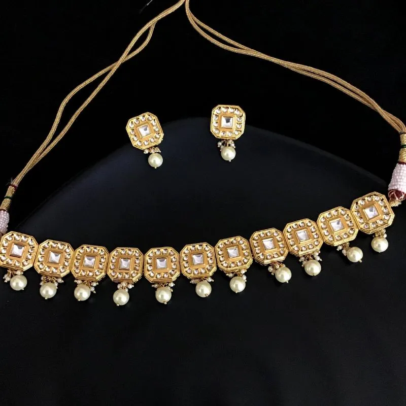 White Kundan Choker Set 6418-1225