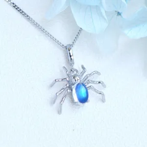 Womens Spider Shaped Sterling Silver Moonstone Pendant Necklace For Women